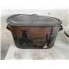 Image 2 : Metal Storage Bin With Western-Themed Painted Design