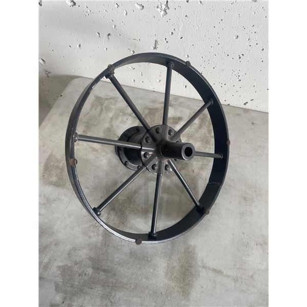 Metal Wheel With Central Hub and Axle Support