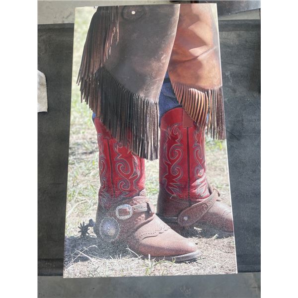Canvas Print Depicting Cowboy Boots, 25 x 14 Inches