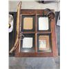 Image 1 : Rustic Wooden Window Frame with Metal Decorative Accents – 25 x 20 Inches