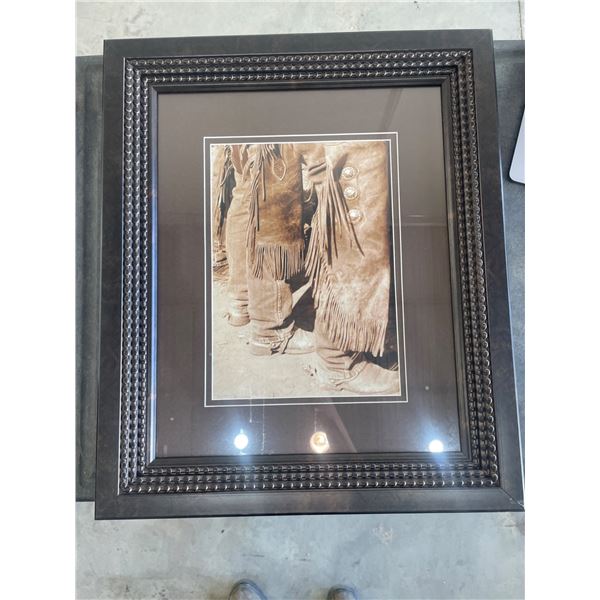 Framed Western-Themed Photographic Art with Ornate Black Frame 25 x 21 Inches