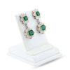 Image 3 : 7.37 ctw Emerald and 1.12 ctw Diamond Platinum and 18K Yellow Gold Dangle Earrin