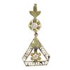 Image 1 : Antique 10K Gold 0.07 ctw Diamond Open Work Floral Drop Dangle Lavalier Pendant