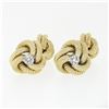 Image 1 : Tiffany & Co. 14k Gold.24 ctw Bezel Diamond Textured Infinity Love Knot Cufflink