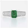Image 4 : 14K White Gold 1.71 ctw Emerald Cut Emerald Solitaire w/ Diamond Accents Ring