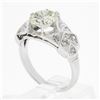 Image 9 : Vintage Platinum 2.15 ctw GIA Round Prong Set Diamond w/ Accents Engagement Ring