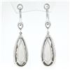 Image 3 : 14K White Gold Smoky Quartz & .48 ctw Diamond Halo Day Night Hoop Dangle Earring
