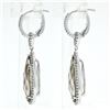 Image 5 : 14K White Gold Smoky Quartz & .48 ctw Diamond Halo Day Night Hoop Dangle Earring