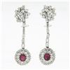 Image 1 : Vintage 14k Gold GIA Burma NO HEAT Ruby Diamond Flower Dangle Statement Earrings