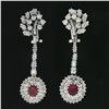 Image 2 : Vintage 14k Gold GIA Burma NO HEAT Ruby Diamond Flower Dangle Statement Earrings