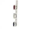 Image 5 : 18k White Gold 1.38 ctw Round Prong Ruby Diamond Sapphire Bar Pendant & 14k Chai