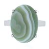 Image 4 : 14k White Gold 18x13.2mm Oval Cabochon Prong Set Green Agate Solitaire Ring