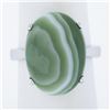 Image 6 : 14k White Gold 18x13.2mm Oval Cabochon Prong Set Green Agate Solitaire Ring