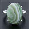 Image 7 : 14k White Gold 18x13.2mm Oval Cabochon Prong Set Green Agate Solitaire Ring
