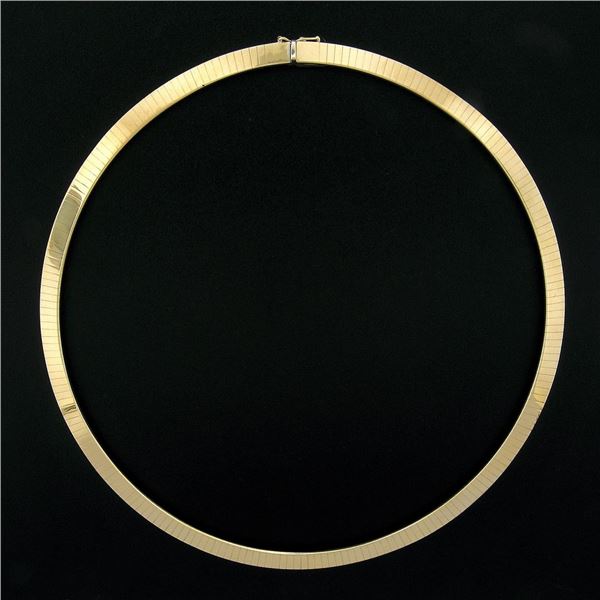 Aurafin 14K Yellow Gold 15.5" 6mm Polished Flat Omega Link Collar Chain Necklace