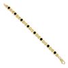 Image 4 : Vintage Solid 14k Yellow Gold Round Bezel Set Black Onyx Geometric Link Bracelet