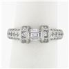 Image 1 : Vintage Platinum 1.35 ctw Floating Diamond w/ Accents Hand Engraved Work Band Ri