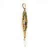 Image 3 : Antique Victorian 10K TT Gold Red Stone Pearl Dangle Open Work Lavalier Pendant