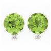Image 1 : NEW 14k White Gold 2.86 ctw Round Green Peridot w/ Diamond Accent Stud Earrings