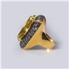 Image 3 : 18k Yellow Gold Lemon Quartz & Black Diamond Cocktail Ring by Carlo Rici