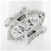 Image 1 : Vintage Platinum 1.95 ctw Large Old European Cut Diamond Bypass Ring w/ Accents