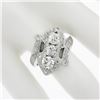 Image 3 : Vintage Platinum 1.95 ctw Large Old European Cut Diamond Bypass Ring w/ Accents