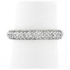 Image 1 : 14K White Gold 0.60 ctw Round Pave Diamond 3 Row Domed Stack Wedding Band Ring