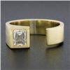 Image 3 : 14K Yellow Gold 0.91 ctw GIA Emerald Cut Diamond Brushed Wide Open Wrap Band Rin