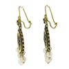 Image 3 : Vintage Victorian Revival 14k Gold Pearl Drop Dangle Earrings w/ Black Enamel