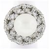 Large Vintage Handmade Platinum 14mm Pearl w/ 6.57 ctw Diamond Wire Work Dome Ri
