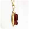Image 3 : Antique 14K Gold Carved Carnelian Cameo Hand Engraved Frame Pendant 20" Necklace