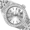 Image 1 : Rolex Ladies Stainless Steel Silver Index Diamond Bezel Date Wristwatch