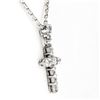 Image 3 : Petite Solid Platinum.30 ctw Round Brilliant Diamond Simple Cross Pendant & Chai