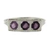 Image 4 : Antique Edwardian Platinum Rhodolite Garnets Filigree Wheat Work 3 Stones Ring