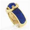 Image 8 : Vintage 18K Yellow Gold Royal Blue Enamel w/ Textured Gold Work Buckle Band Ring