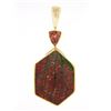 Image 4 : NEW 22k 14k Gold Bezel Hexagon Ammolite & Triangle Imperial Topaz Large Pendant