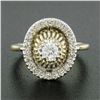 Image 2 : Unique Vintage 14k Two Tone Gold.57 ctw Diamond Halo Open Work Domed Platter Rin