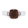 Image 6 : Solid 14K White Gold Cushion Citrine Solitaire & 0.40 ctw Diamond Cocktail Ring