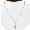 Image 1 : NEW 14k Gold 1.56 ctw Pear Imperial Topaz Diamond Teardrop Dangle Pendant & Chai