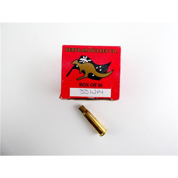 NEW NON-PRIMED BERTRAM .33 WIN BRASS CASES LOT