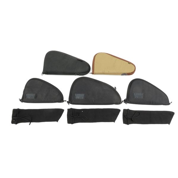 ASSORTED HANDGUN SOFT PADDED GUN CASES AND HANDGUN SOCKS LOT