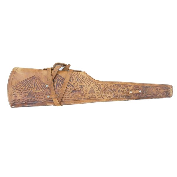LEATHER TOOLED RIFLE SCABBARD LOT