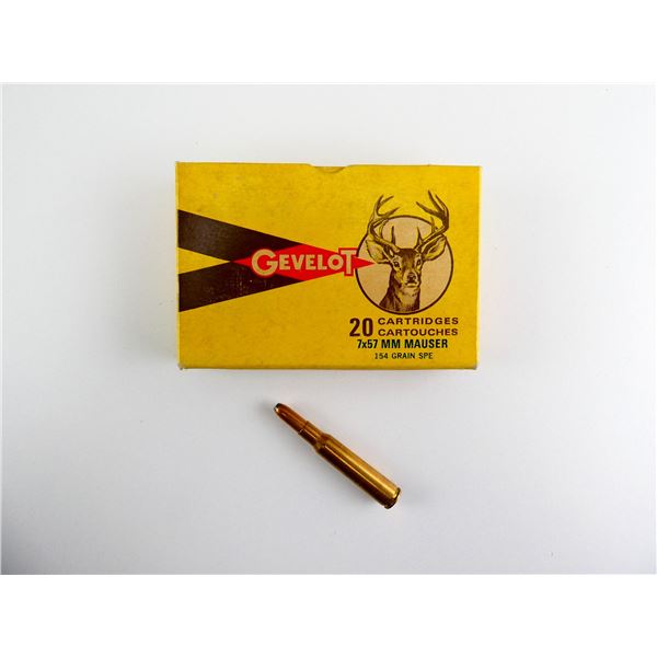 COLLECTIBLE GEVELOT 7X57 MAUSER AMMO LOT