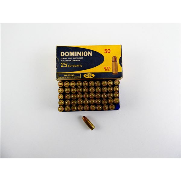COLLECTIBLE DOMINION .25 AUTO AMMO LOT