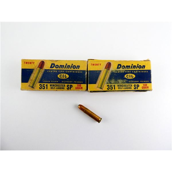 COLLECTIBLE DOMINION .351 WIN SELF-LOADING AMMO LOT