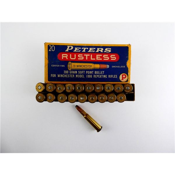 COLLECTIBLE PETERS RUSTLESS .33 WIN AMMO LOT