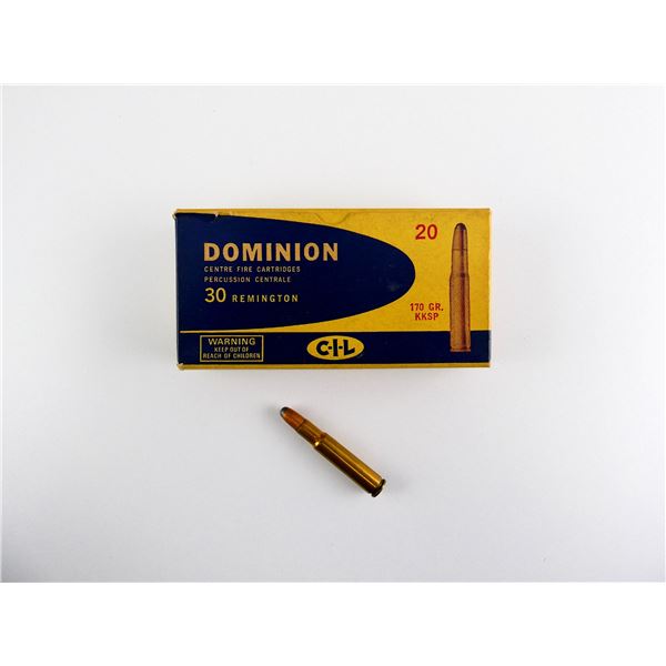 COLLECTIBLE DOMINION .30 REMINGTON AMMO LOT