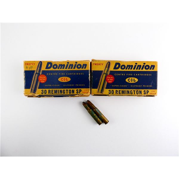 COLLECTIBLE DOMINION .30 REMINGTON AMMO LOT