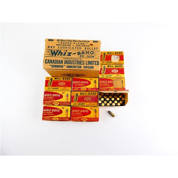 COLLECTIBLE ASSORTED DOMINION WHIZ-BANG .22 SHORT AMMO LOT