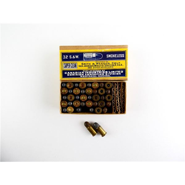 COLLECTIBLE ASSORTED DOMINION .32 S&W CF AMMO LOT